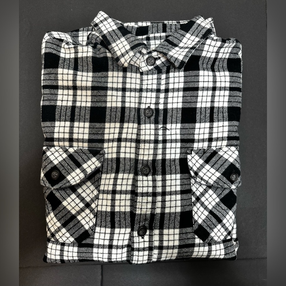 Anchorace Expedition Brand Black & White Plaid Flannel Shirt | Men’s L